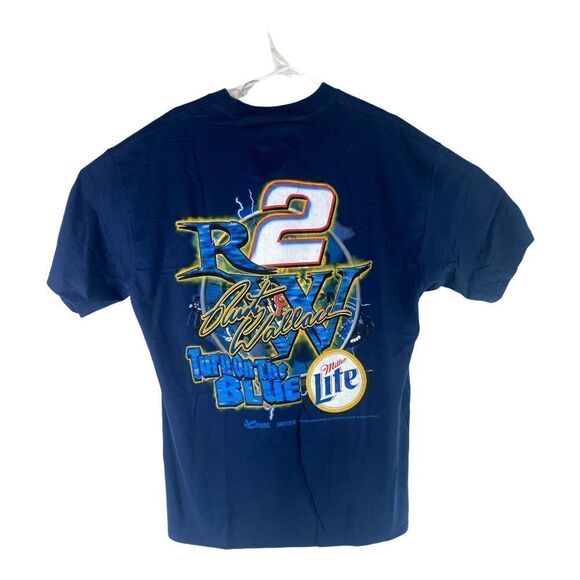 Rusty Wallace #2 Blue Thunder Turn On The Blue Chase Authentics XL Navy T-Shirt - Picture 2 of 8